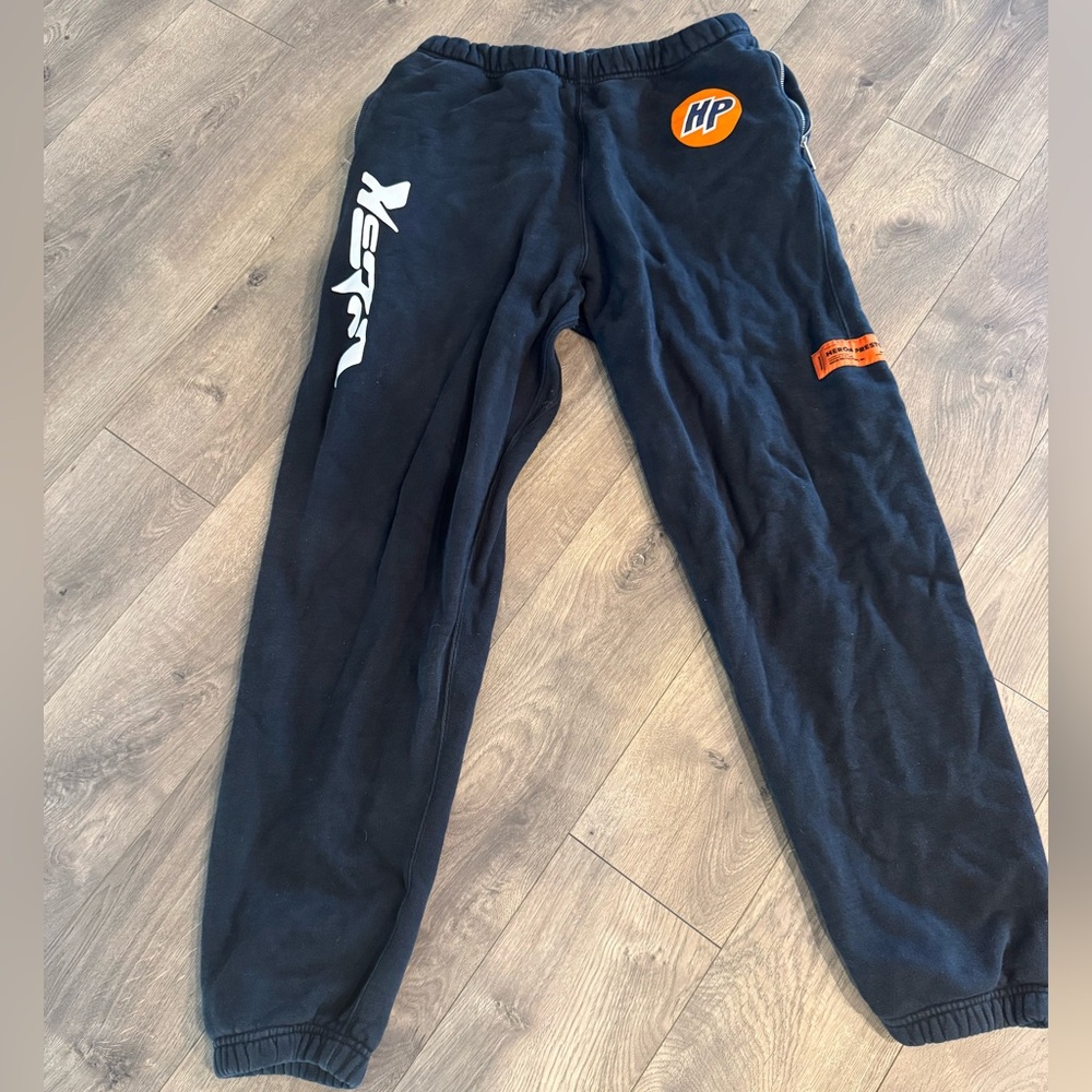 Heron Preston Black Sweatpants with Orange Label
